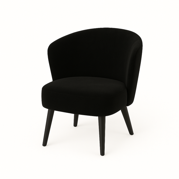 Fotoliu catifea NEAGRA | model LOTUS