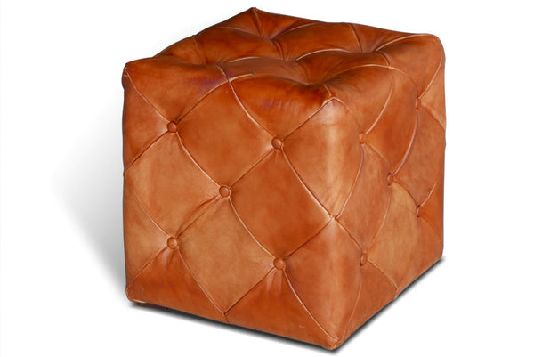 Puf Chesterfield din piele naturala