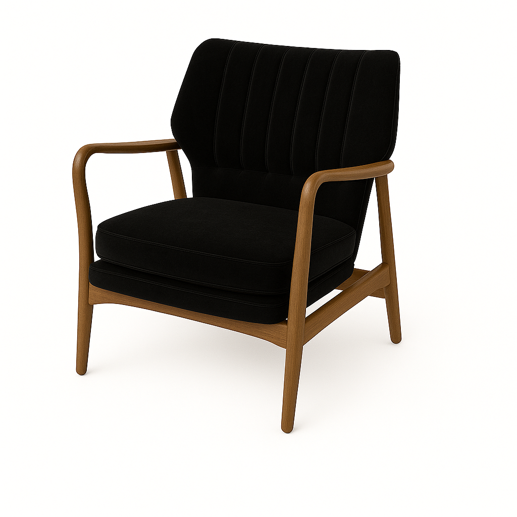 Fotoliu catifea NEAGRA | model VIA
